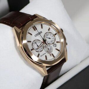 Citizen Men's 41mm Date Window Brown Eco-Drive Watch